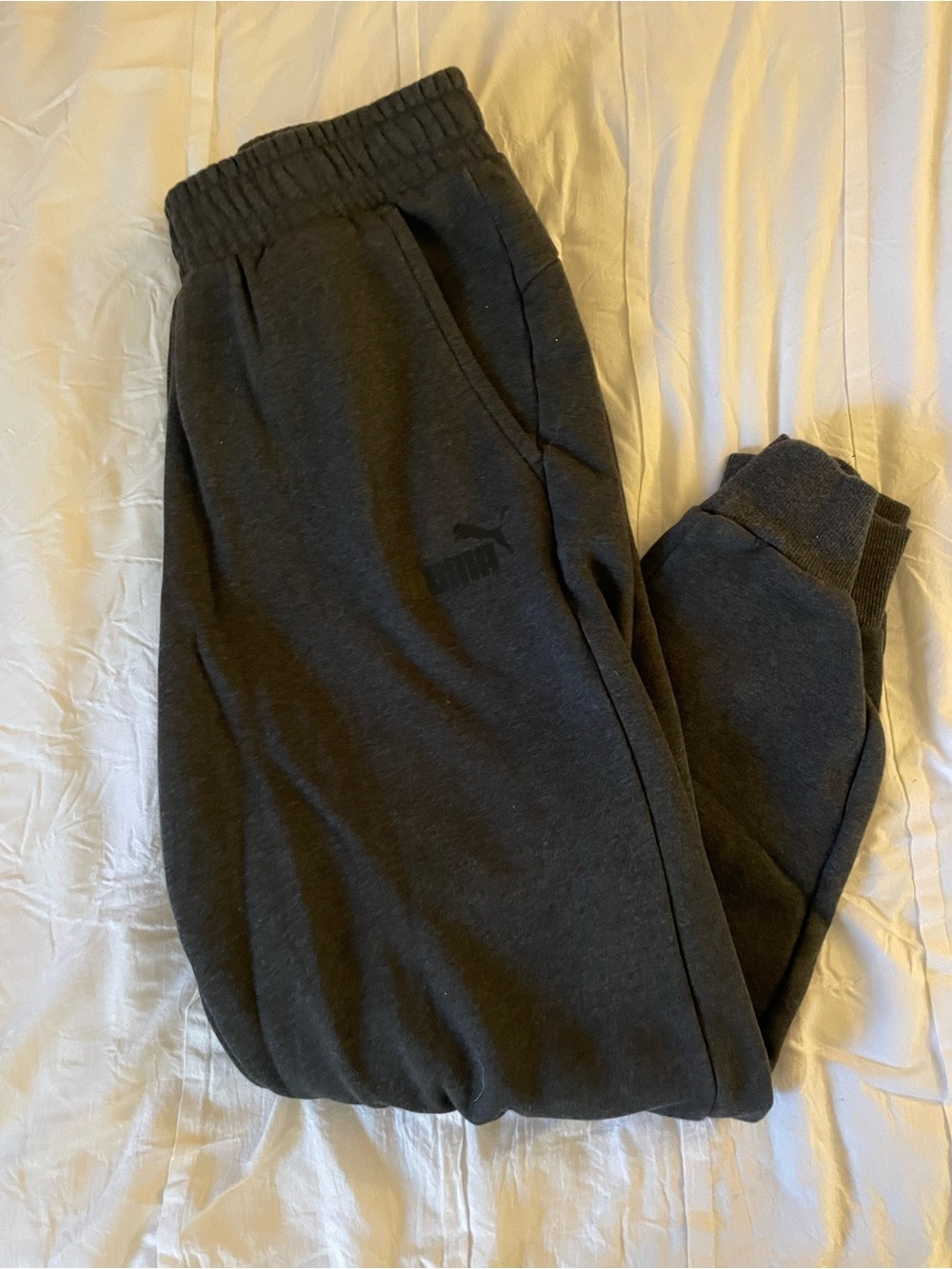 Puma Men's Dark Charcoal Gray Fleece Joggers